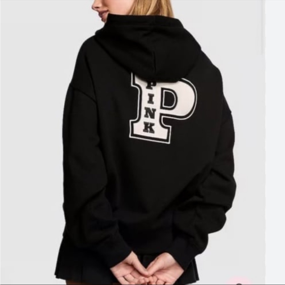 Victoria’s Secret PINK Letterman Patch Hoodie Sweatshirt Jacket M